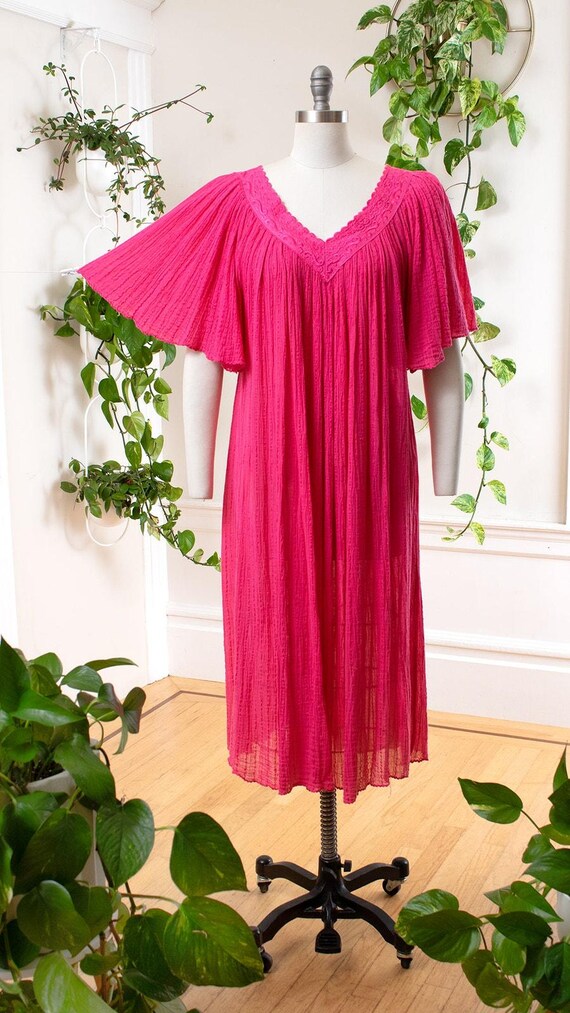 strapless open back dress Rory Gauze Tiered Dress in Hot Pink