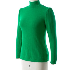 Vintage 1980s Sweater 80s ST JOHN by Marie Gray Knit Kelly Green Wool Long Sleeve Turtleneck Jumper Top small image 3