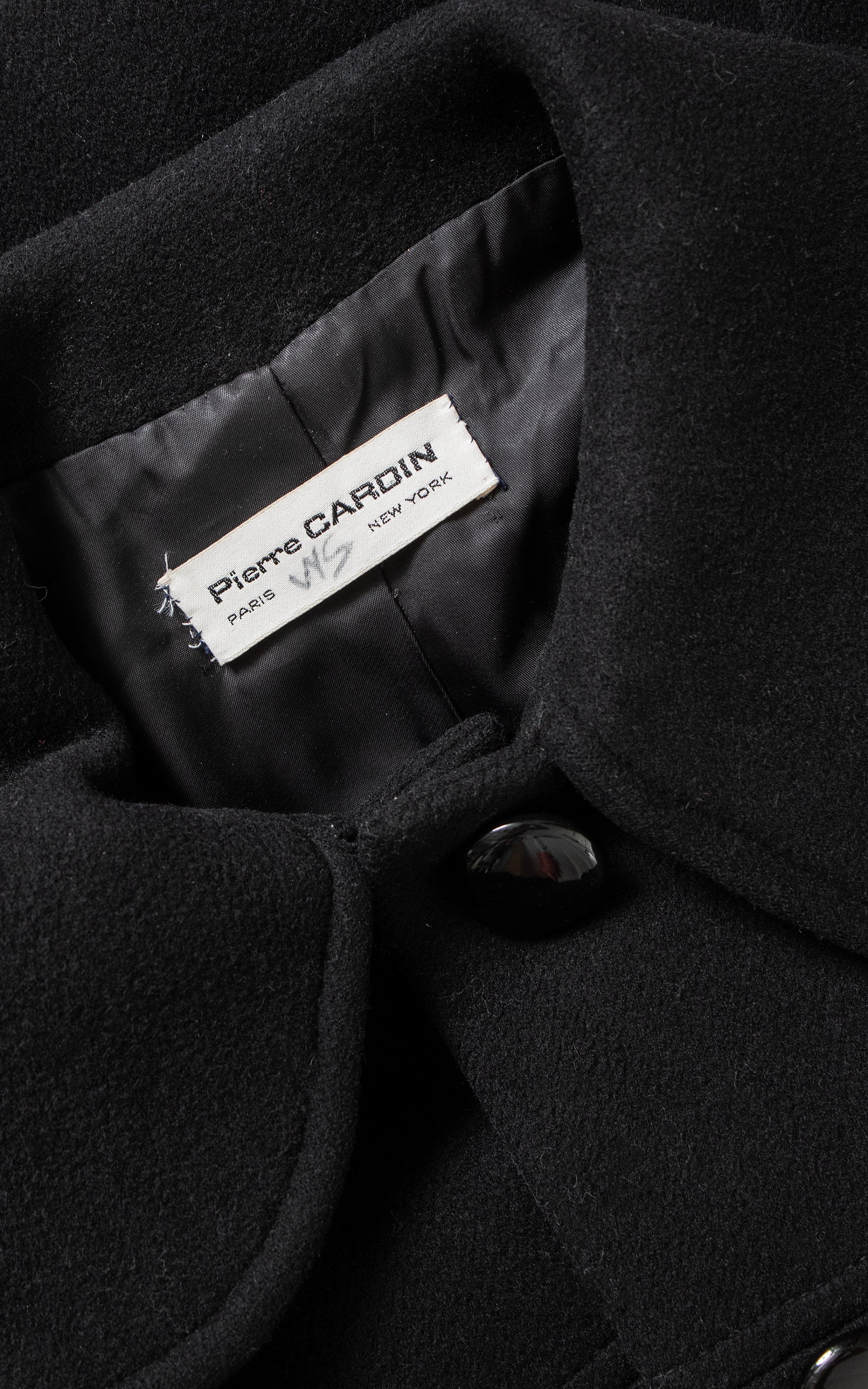 Vintage 1960s Coat | 60s PIERRE CARDIN Black Wool Cashmere Mod