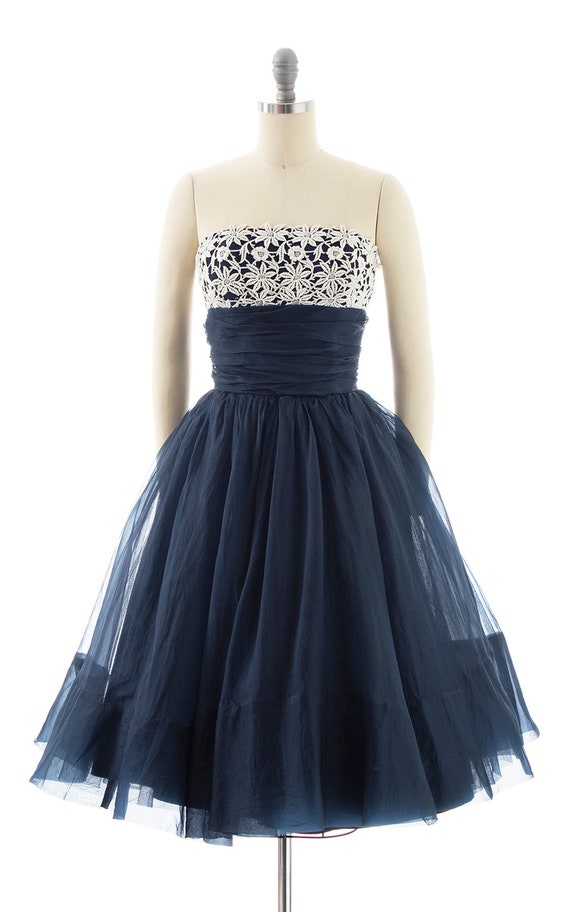 Vintage 1950s Party Dress | 50s EMMA DOMB Lace Or… - image 2