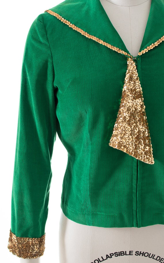 Vintage 1950s Blouse | 50s Metallic Gold Sequin K… - image 5