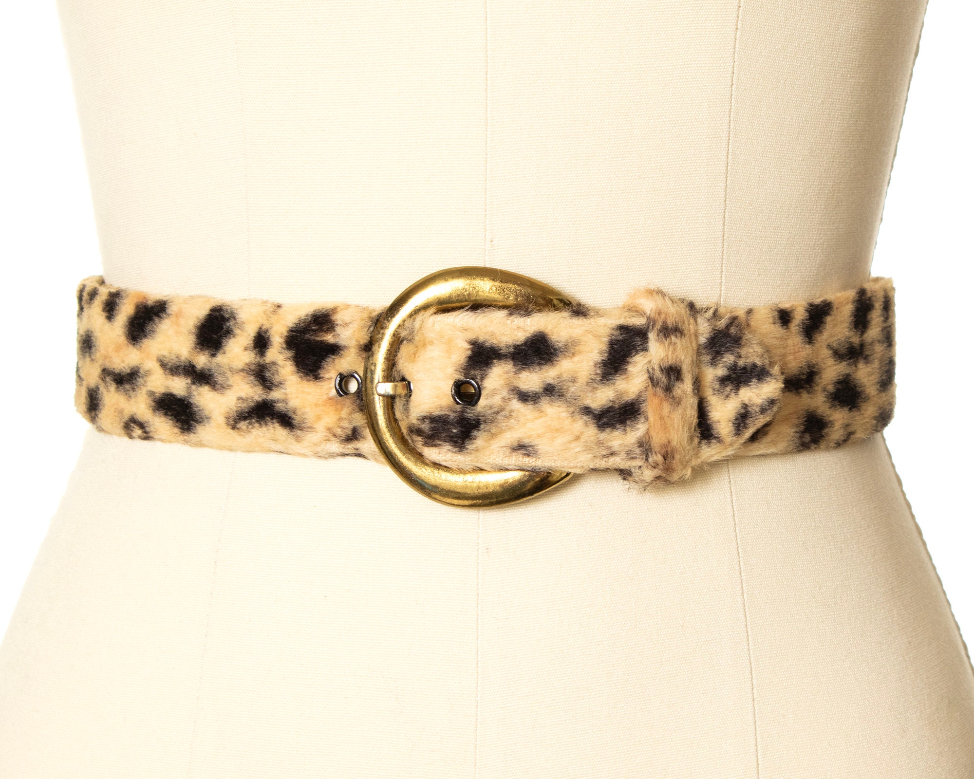 Animal print faux fur elastic belt, Accesorios