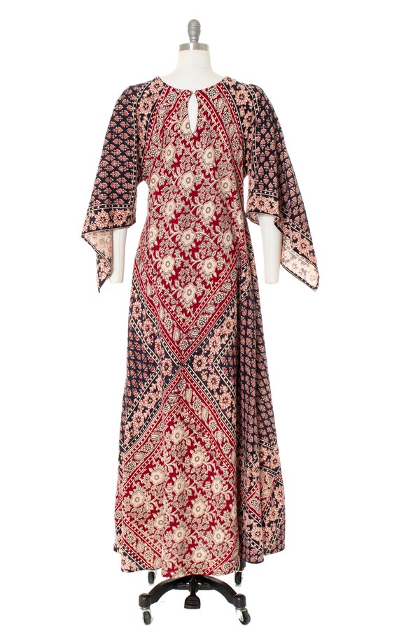 Vintage 1970s Dress | 70s Indian Cotton Floral Ge… - image 5