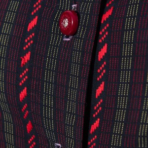 Vintage 1950s Shirt Dress 50s Striped Cotton Black Red Button Up Sheath Wiggle Dress with Pocket medium image 9
