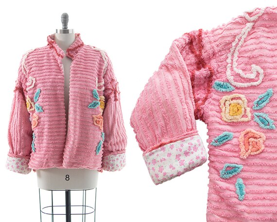 Vintage Jacket | 1940s 1950s Floral Chenille Blank