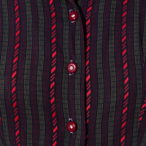 Vintage 1950s Shirt Dress 50s Striped Cotton Black Red Button Up Sheath Wiggle Dress with Pocket medium image 7