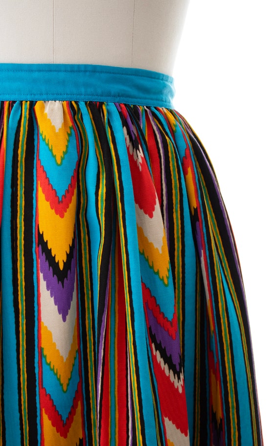 Vintage 1970s Maxi Skirt | 70s Ikat Striped Rayon… - image 7