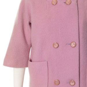 Vintage 1960s Coat | 60s Light Pastel Purple Wool Winter Spring Solid Color Car Coat (small/medium) image 7