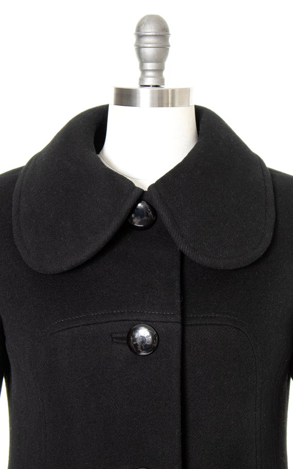 Vintage 1960s Coat | 60s PIERRE CARDIN Black Wool… - image 7