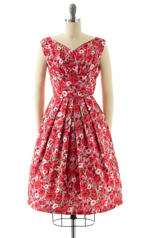 Vintage 1950s Sundress | 50s Rose Floral Printed … - image 2