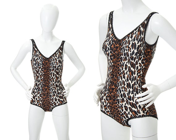 Vintage 1970s Bodysuit | 70s VANITY FAIR Leopard … - image 1