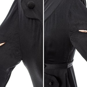 Vintage 1930s Dress 30s Black Silk Faille Draped Hip Sarong Skirt Sheath Cocktail Little Black Dress LBD Wiggle Dress medium/large image 10