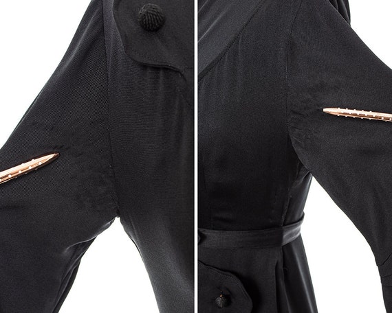 Vintage 1930s Dress | 30s Black Silk Faille Drape… - image 10