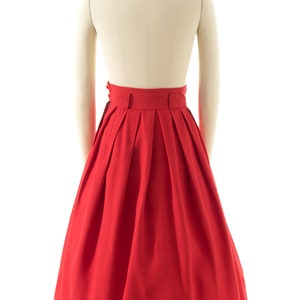 Vintage 1940s Skirt 40s Lipstick Red Cotton Extra High Waisted Pleated Full Swing Skirt x-small image 4