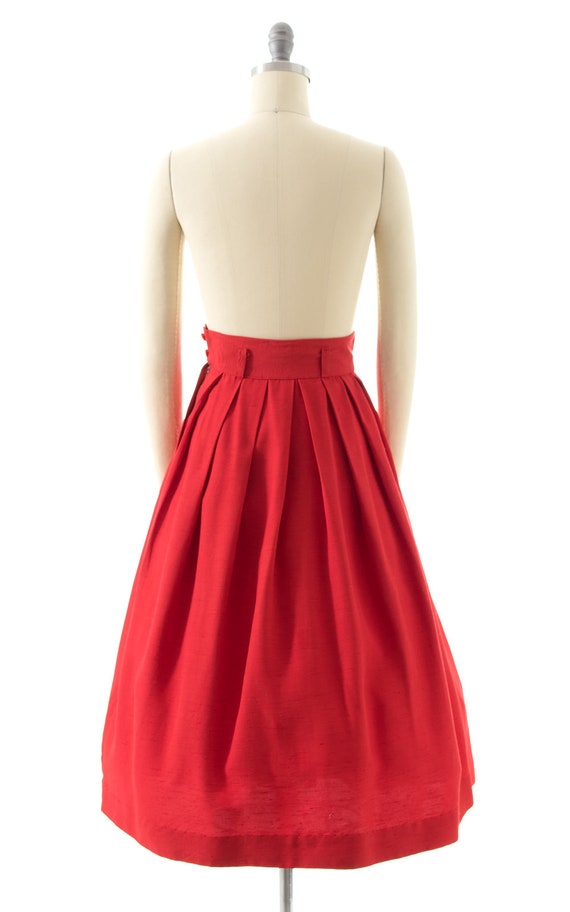 Vintage 1940s Skirt | 40s Lipstick Red Cotton Ext… - image 4