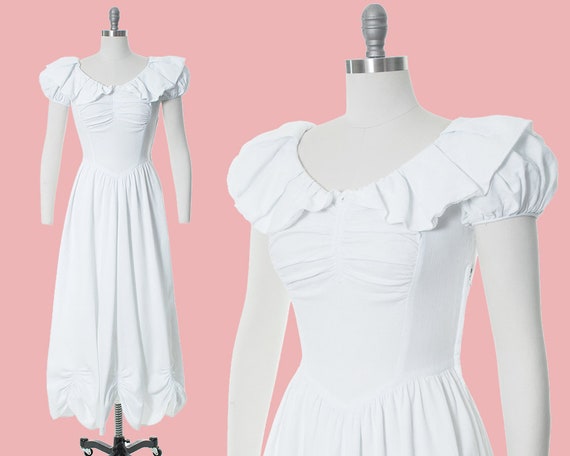 Vintage 1930s 1940s Dress | 30s 40s White Cotton … - image 1