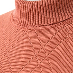 75 DRESS SALE /// Vintage 1970s Sweater Dress 70s Peach Pink Knit Acrylic Turtleneck Long Sleeve Dress xs/small/medium image 7