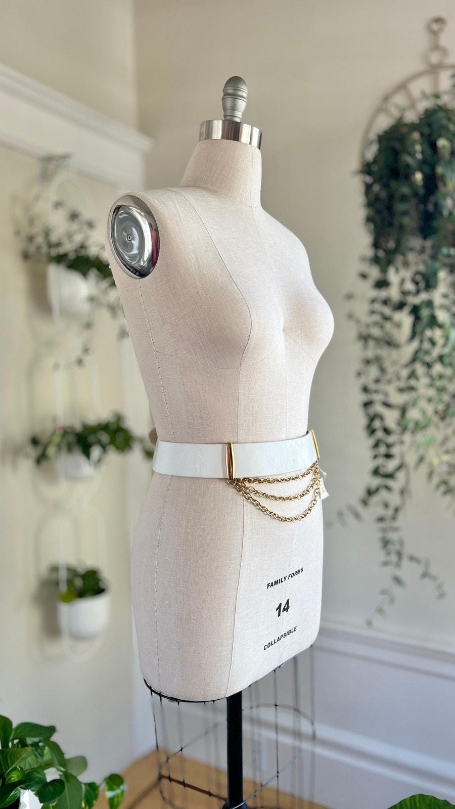 Vintage 1980s Belt | 80s DEADSTOCK White Leather Gold Multi  display picture 1