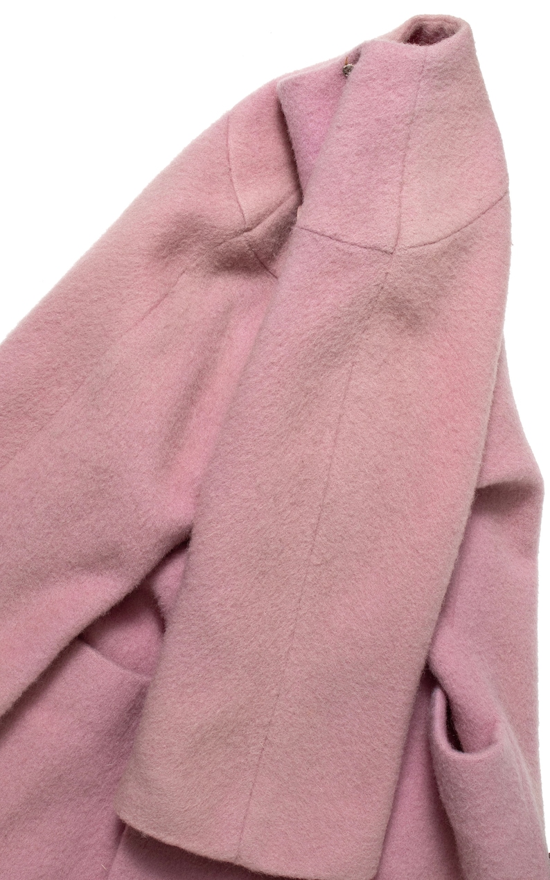 Vintage 1960s Coat | 60s Light Pastel Purple Wool Winter Spring Solid Color Car Coat (small/medium) image 9