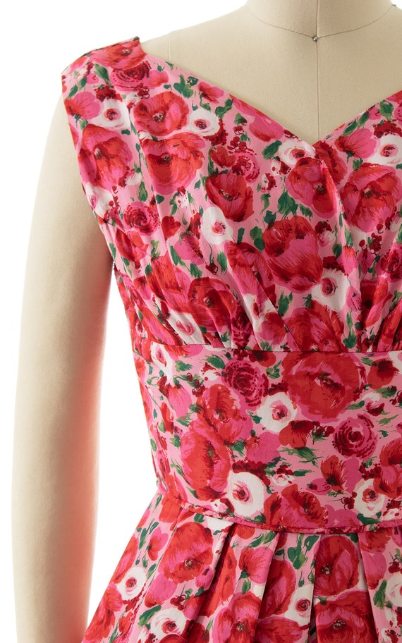 Vintage 1950s Sundress | 50s Rose Floral Printed … - image 6