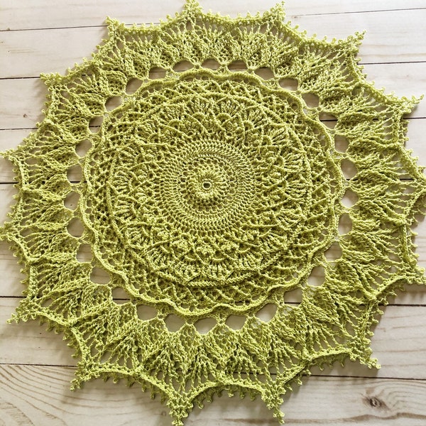 17” Lime Green Doily, Annabel Pattern, Zoya Matyushenko