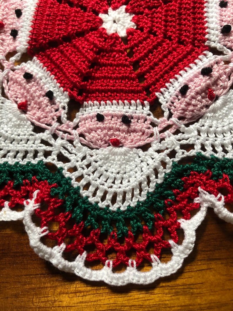 Santa doily Christmas doily handmade crochet Etsy