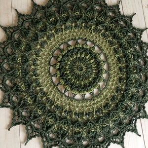 Large Round 2-toned Green Doily, Diana Pattern, Handmade Crochet