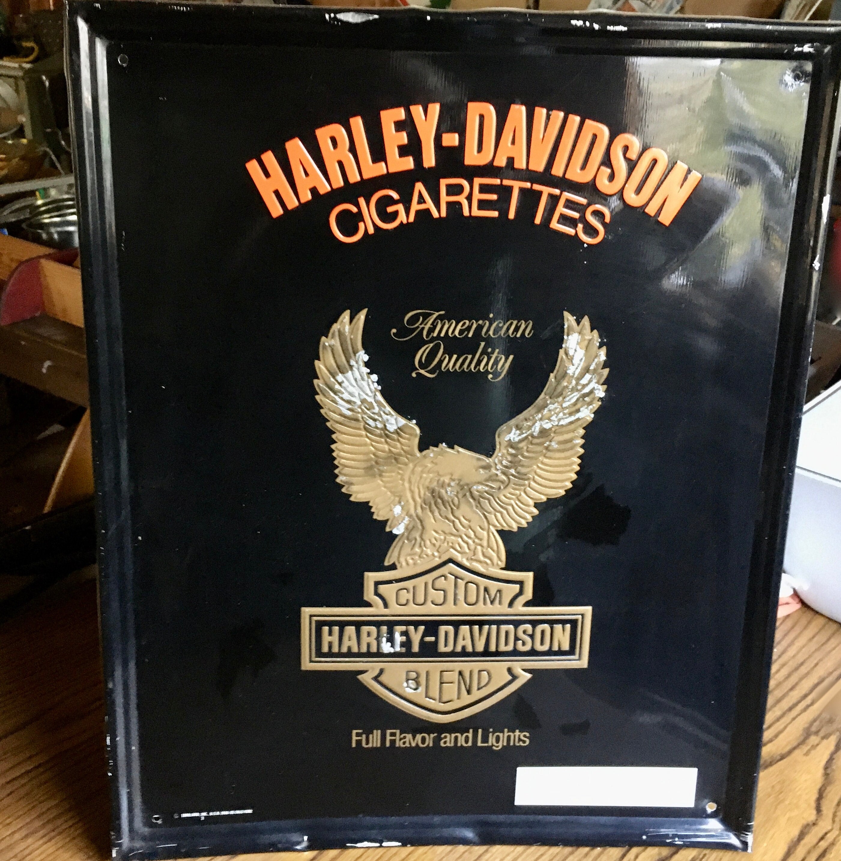 Harley Davidson Cigarettes Sign - Vintage Metal Sign