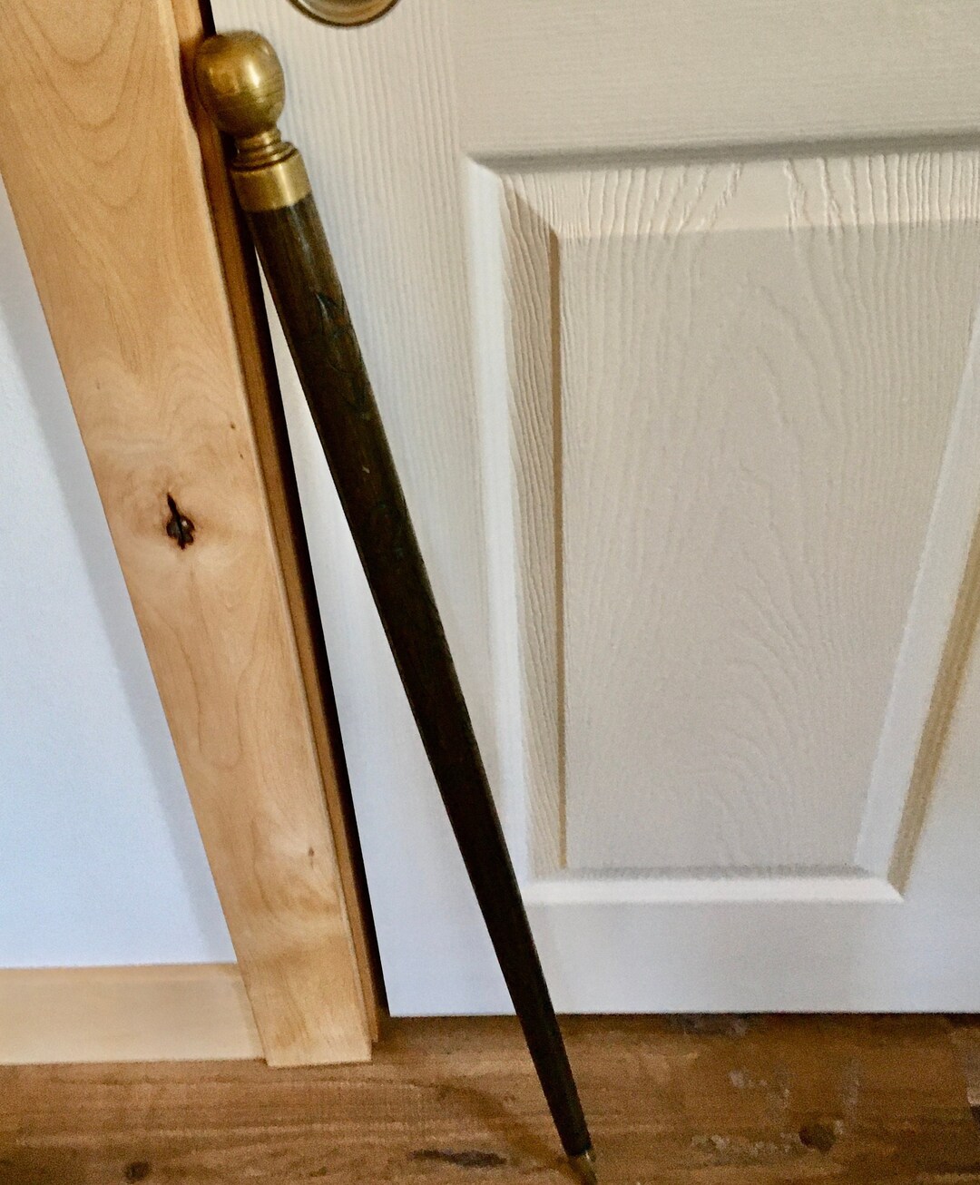 Wood & Brass Pool Cue / Walking Stick Combo Very Vintage Etsy