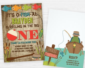 The Big One Fishing Theme Boys First Birthday Party | Editable Templett Digital Download