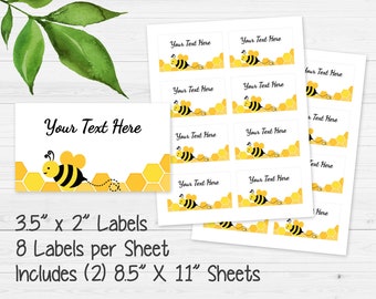 Bee-Day Bee Themed Label or Tag | Editable Templett Digital Download