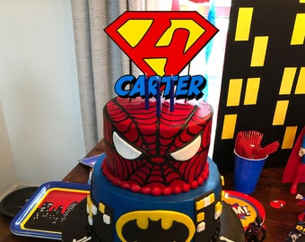 Superhero Number Four Cake Topper Superhero Birthday Party | Editable Templett Digital Download