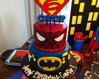 Superhero Number Six Cake Topper Superhero Birthday Party | Editable Templett Digital Download