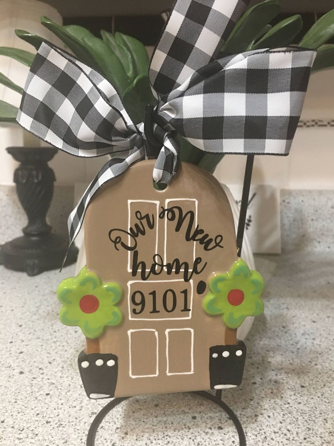 Ceramic House Ornament Personalize With Name House Number Etsy