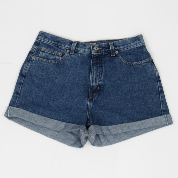 Vintage London High Waisted Denim Shorts, Cuffed Shorts, Blue Jean Shorts, Short Shorts, High Rise Shorts, 31" Waist