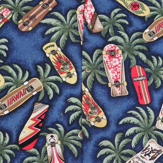 Vintage Hawaii Blue Hawaiian Shirt, Skateboard No… - image 7