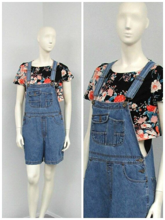 Vintage 90s Denim Short Overalls, Overall Shorts,