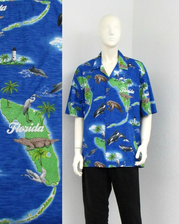 Vintage Pacific Legend Blue Hawaiian Shirt, Flori… - image 1