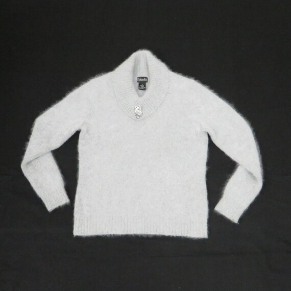 Vintage 80s Rafaella Pale Gray Angora Sweater, Li… - image 1