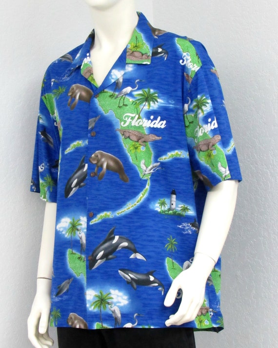Vintage Pacific Legend Blue Hawaiian Shirt, Flori… - image 6