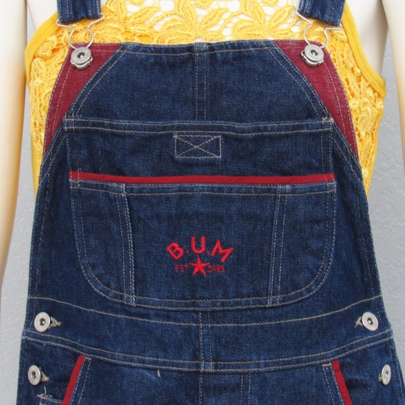 Vintage 90s Bum Equipment Denim Short Overalls, O… - image 4