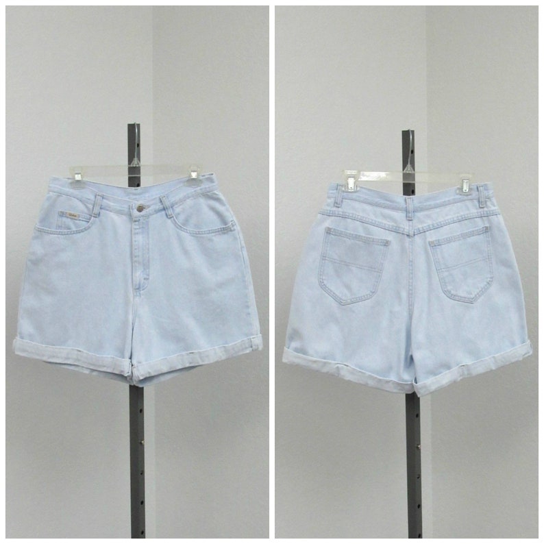 Blue Jean Shorts Cuffed Shorts Vintage 90s Riders Light Wash High Waisted Denim Shorts 31 Waist High Rise Shorts Short Shorts
