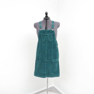 green corduroy overalls dress Vineyard Green Solid Front Pockets Sleeveless Corduroy Overall Dress Vineyard Green / XL / 100%Polyester