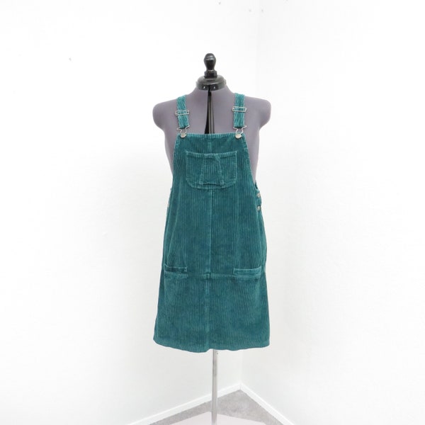 Vintage jaren '90 donkergroene corduroy rok overall, corduroy overall, trui jurk, algehele jurk, algehele trui, algehele rok, rokken