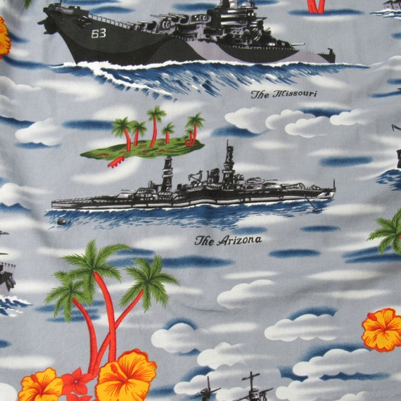 Vintage Kalaheo Gray Hawaiian Shirt, USS Arizona … - image 10