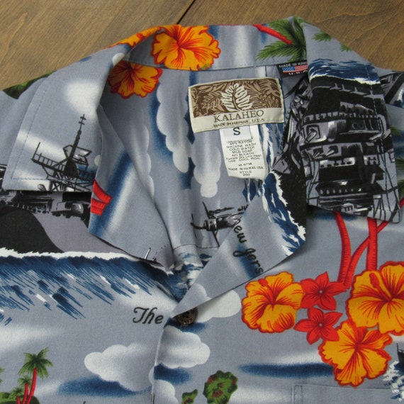 Vintage Kalaheo Gray Hawaiian Shirt, USS Arizona … - image 9