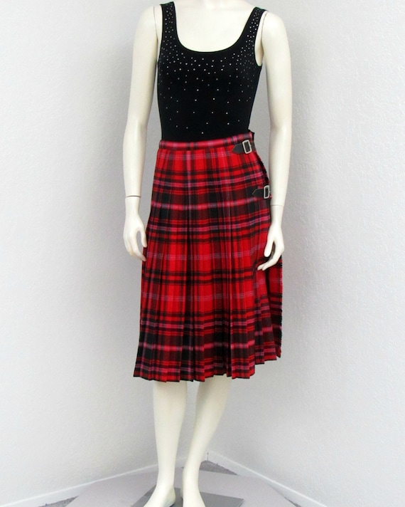 Vintage 70s Scotch House Scottish Kilt, Wool Red P