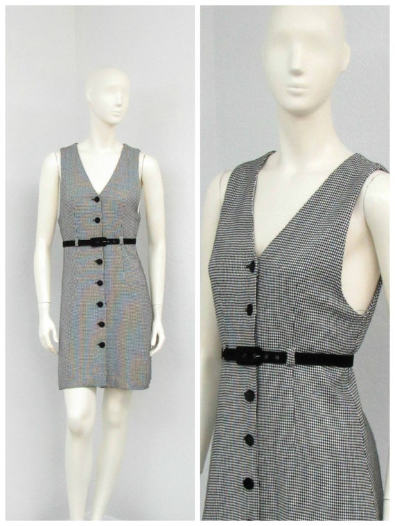 Vintage 90s Black And White Houndstooth Jumper Dre
