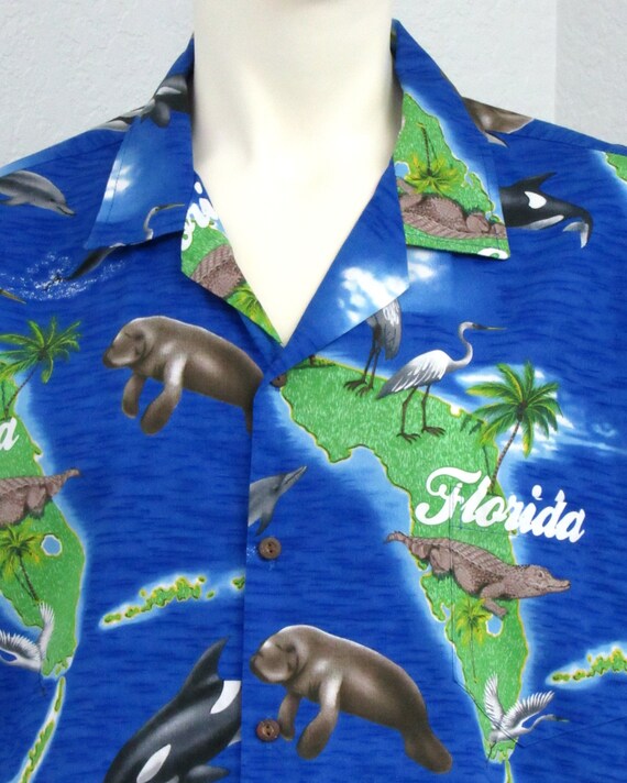 Vintage Pacific Legend Blue Hawaiian Shirt, Flori… - image 3