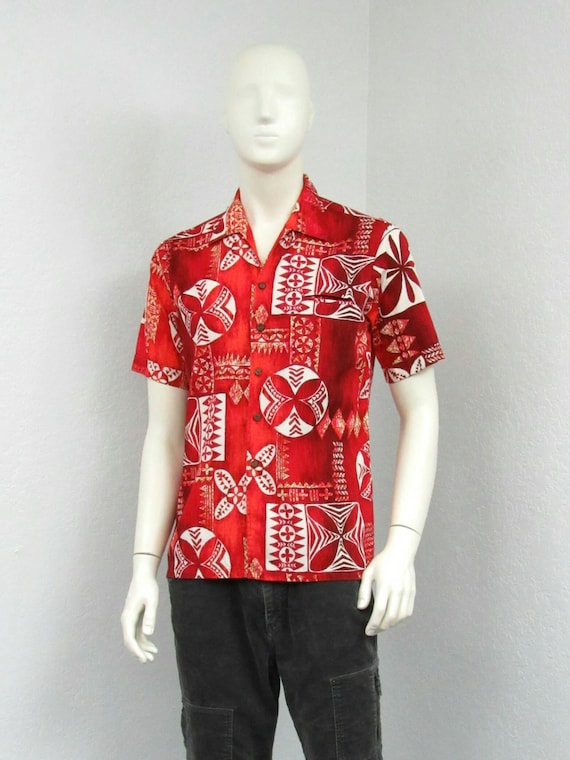 Vintage 50s Don Loper Hawaiian Shirt, Red Aloha Sh